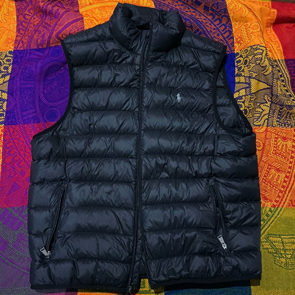 Polo Ralph Lauren black vest. Size XL. Compact-able. Looks like new.